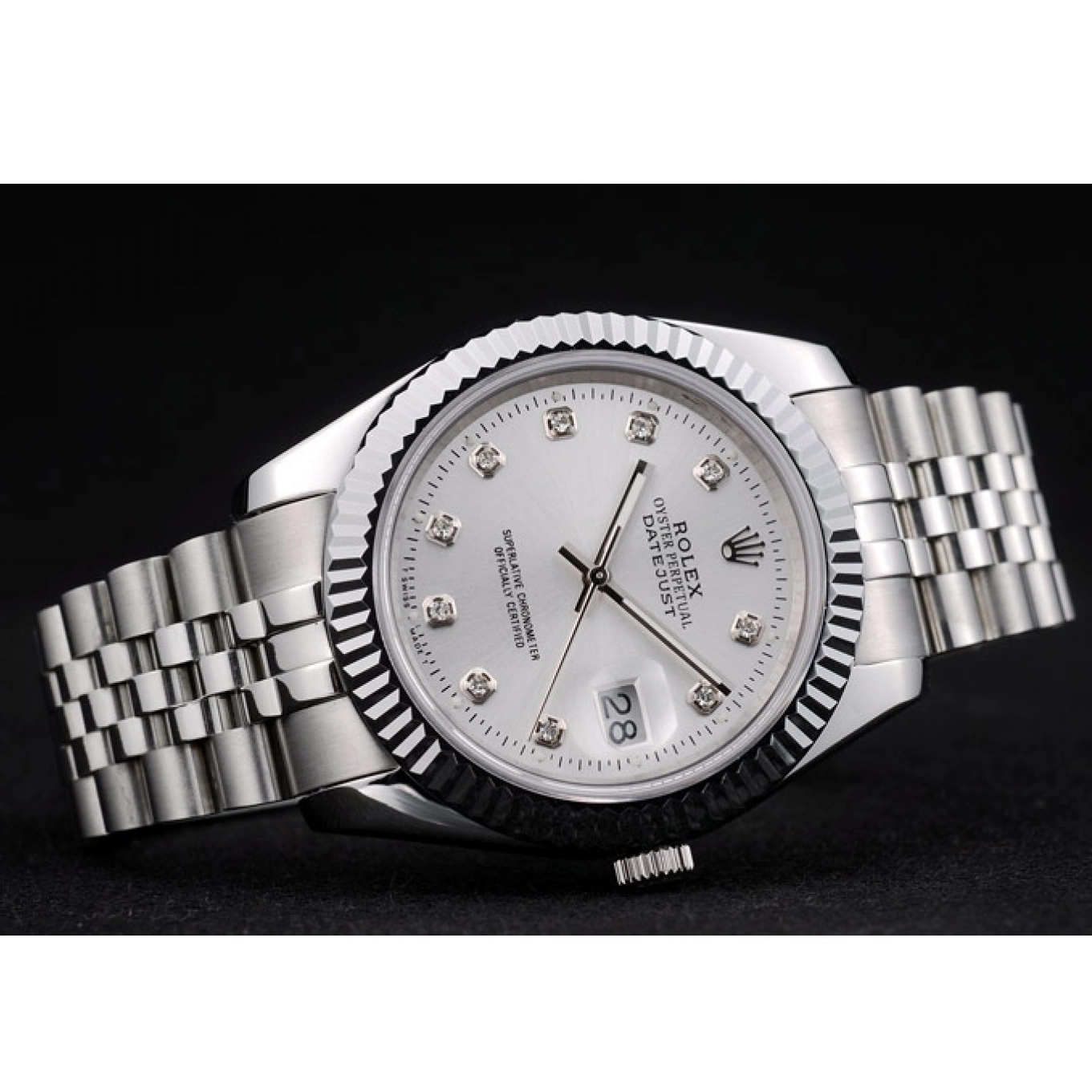 Good Copy Rolex Watches Ribbed 41996 Rolex Silver Dial Steel Swiss DateJust Stainless Bezel 0804